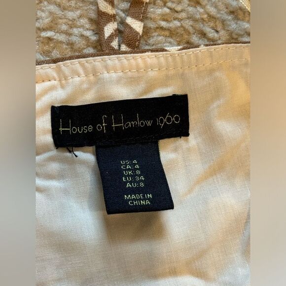 NWOT House of Harlow 1960 Linen Brown/Cream Halter Top & Wide Leg Pants Set Sz 4 - Picture 15 of 16